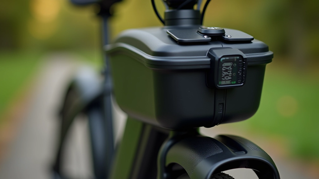 Tuvplāns uz e-velosipēda akumulatora un digitālā displeja